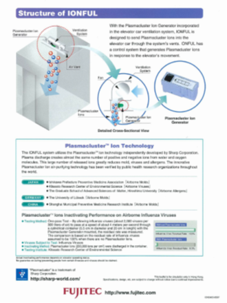 FUJITEC's 'IONFUL' Air purify system for lifts